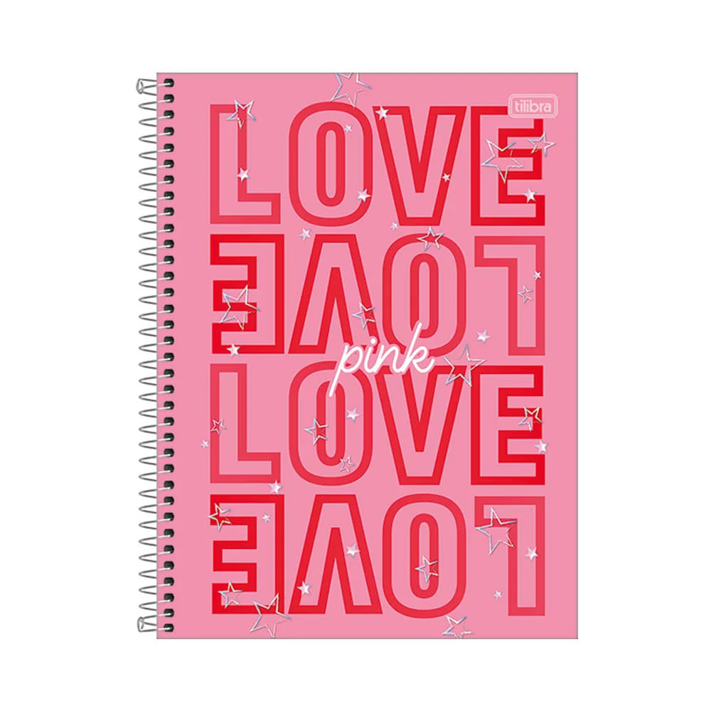 Caderno Universitário Tilibra Espiral Capa Dura Love Pink 12 Matérias 192 Folhas Capas Diversas