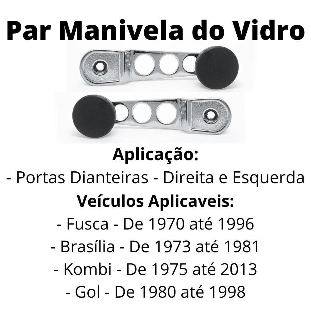 2 Manivelas Vidro Cromadas Sport Fusca Brasília Gol Kombi - Un - 2 [f103]