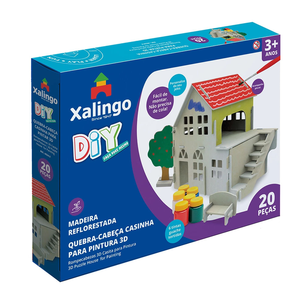 Playset Casinha para Pintura 3D Xalingo 20 Peças