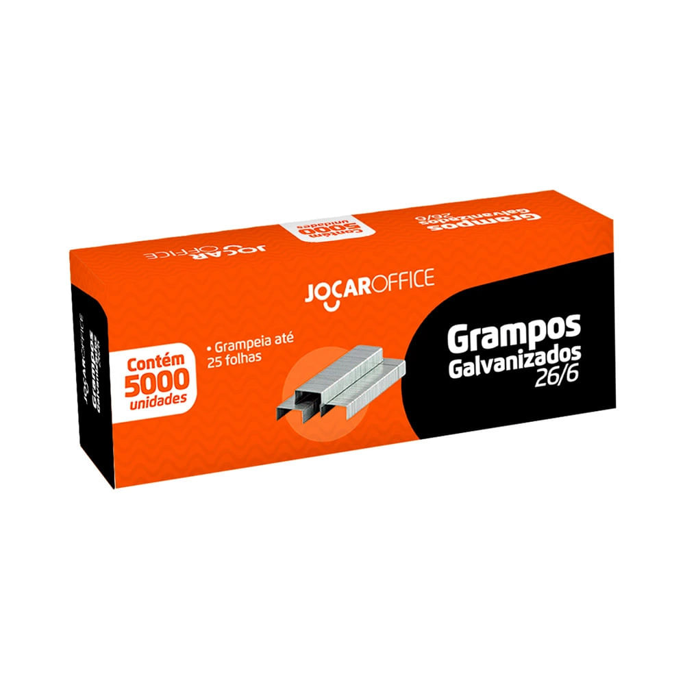 Grampo Galvanizado Leonora Jocar Office 26/6 com 5000 Unidades