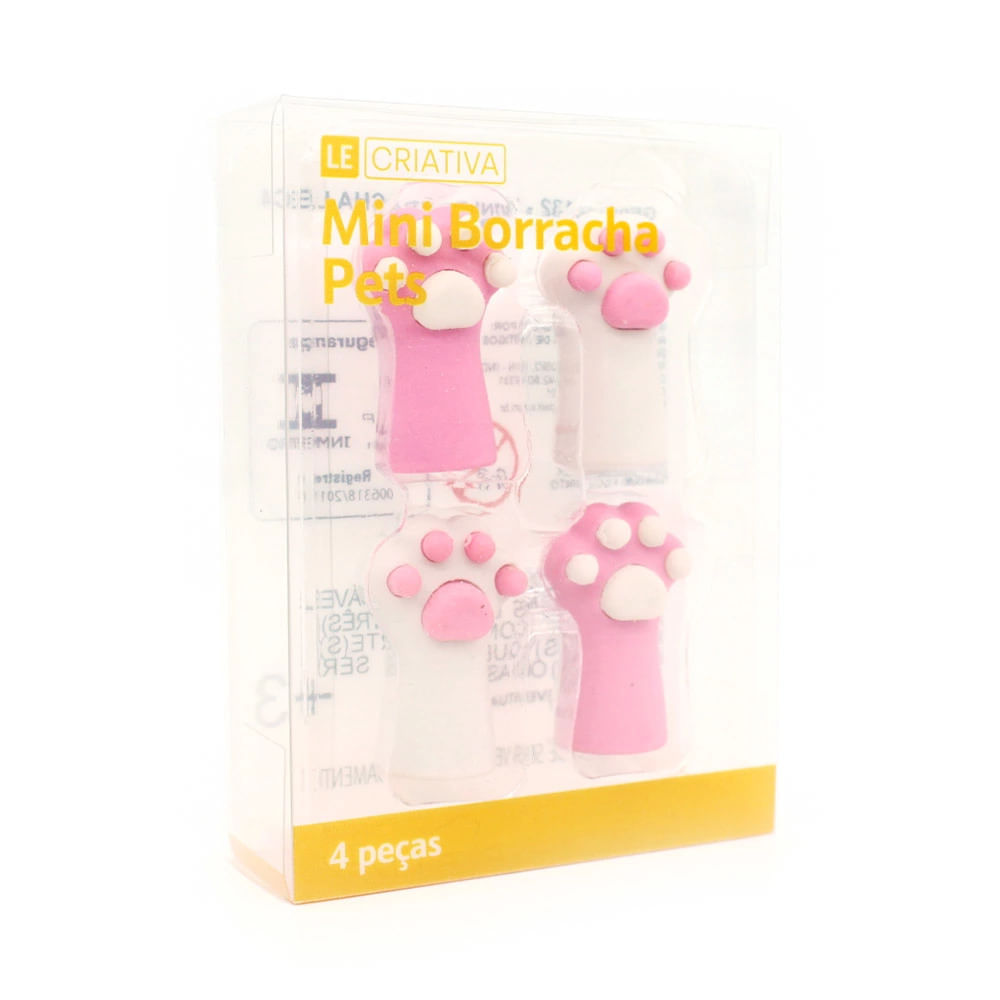 Mini Borracha Le Pets Color com 04 unidades