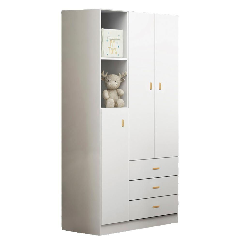 Roupeiro Infantil 3 Portas 3 Gavetas 184x89 Cm Bb322 Branco Dtall Branco