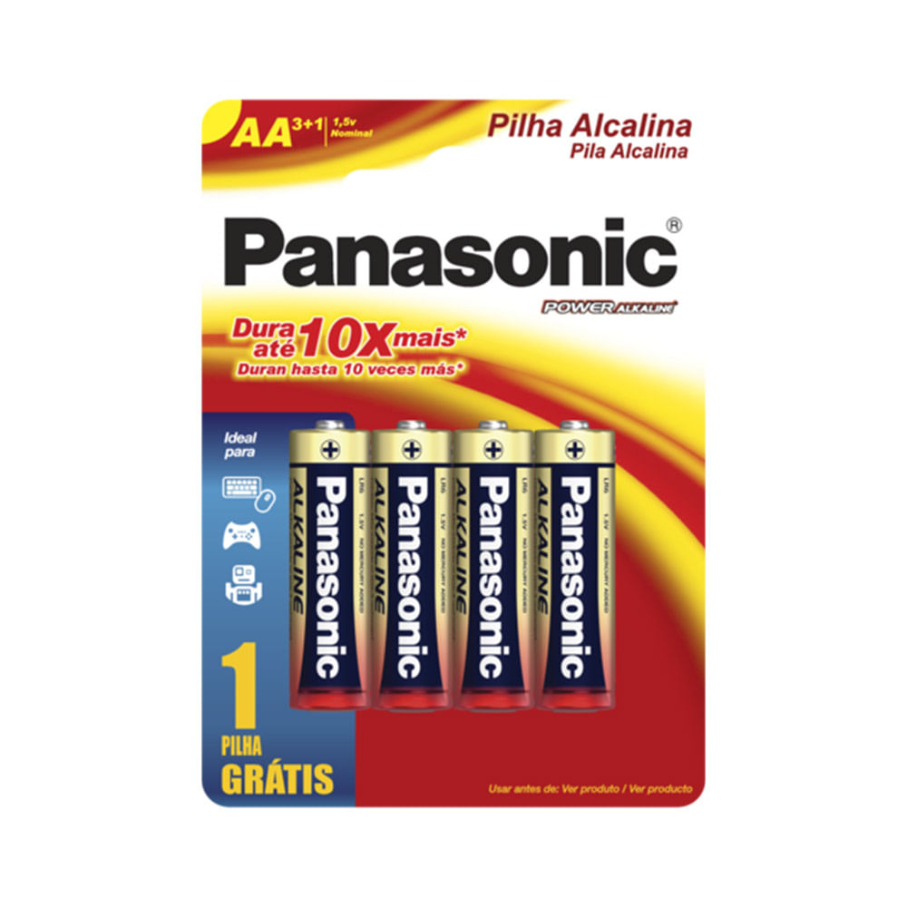 Pilha Panasonic Alcalina AA Leve 4 Paque 3 Power