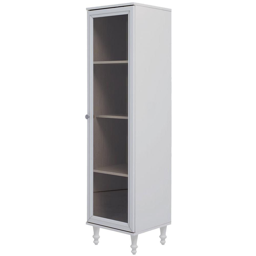 Cristaleira 1 Porta Vidro Pés Madeira 151x40 Cm E963 Branco Dtall Branco