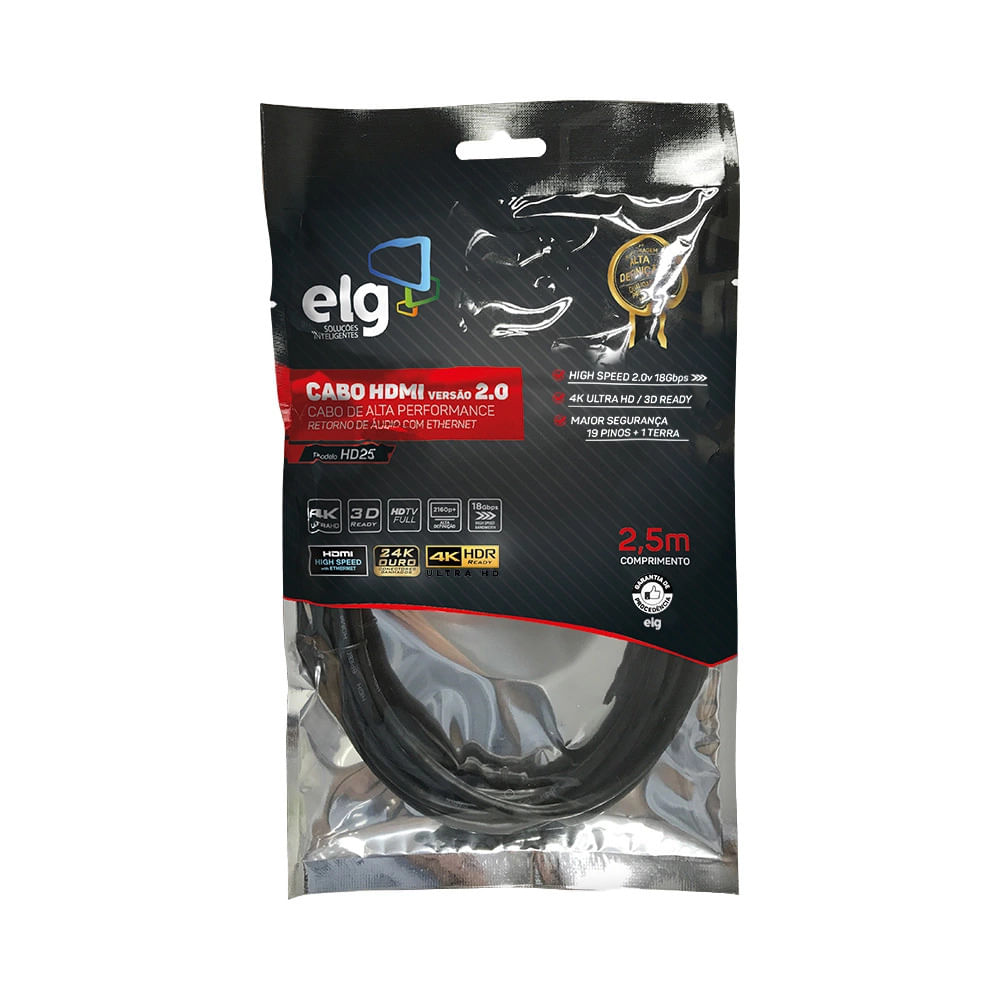 Cabo HDMI ELG 2.0V 2,5m HD25