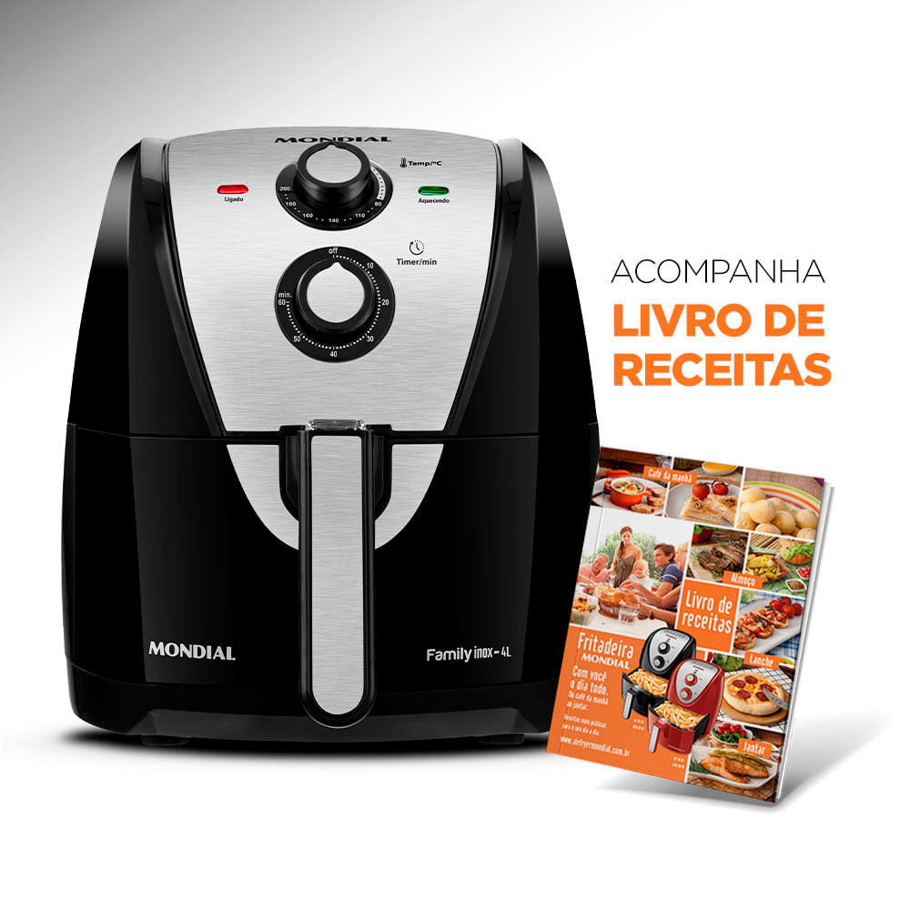 Fritadeira Elétrica Air Fryer Mondial AFN-40-BI 4L Inox/Preta - 220V