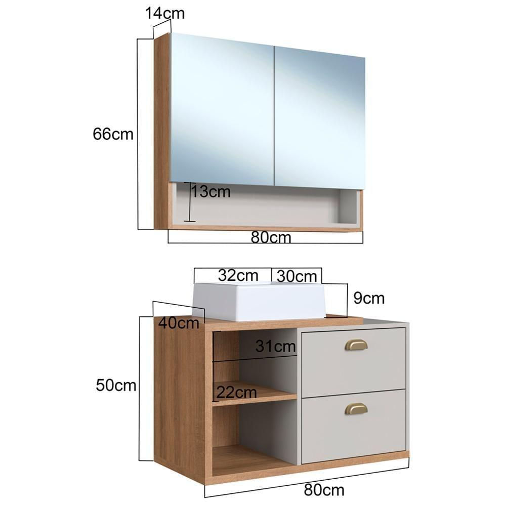 Gabinete Espelheira E Cuba Branca 80 Cm Cj8240 Mell Arenas Faem Mell Arenas