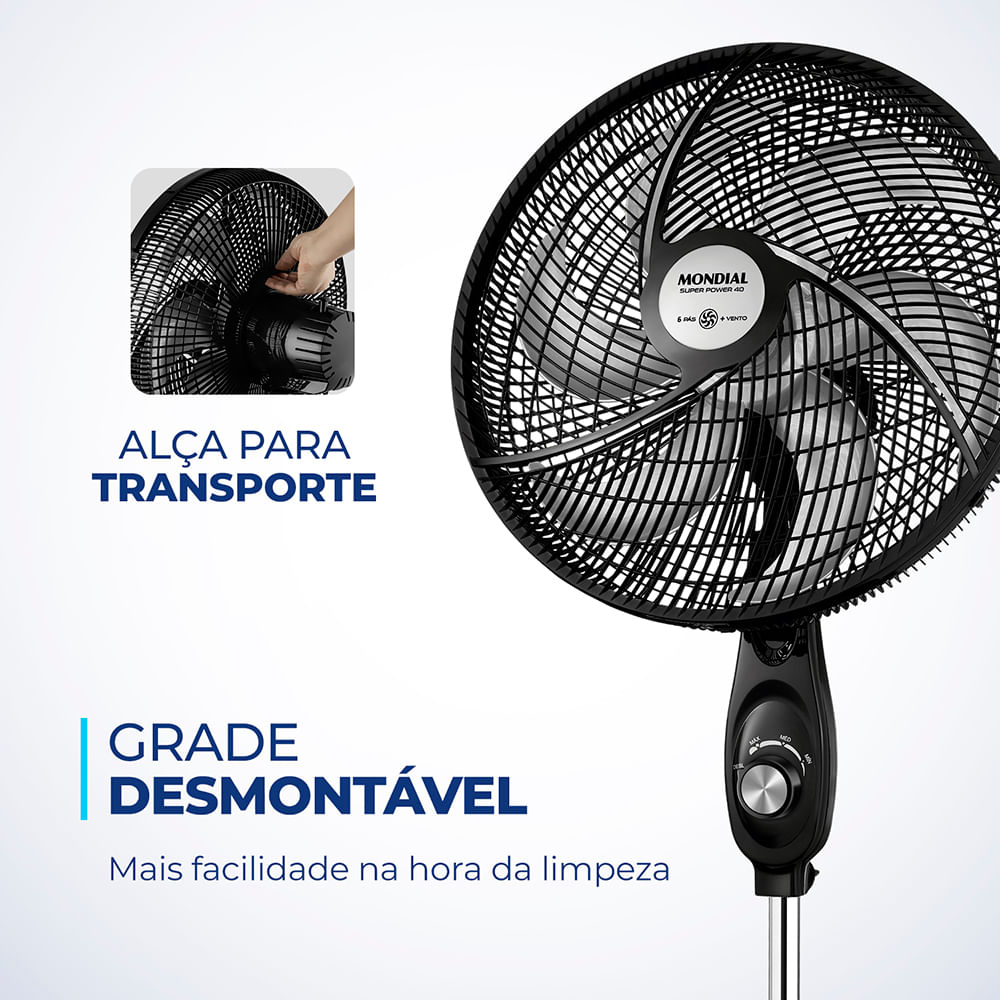 Ventilador de Coluna Mondial 6 Pás Super Power VSP40CB - 40cm 220V
