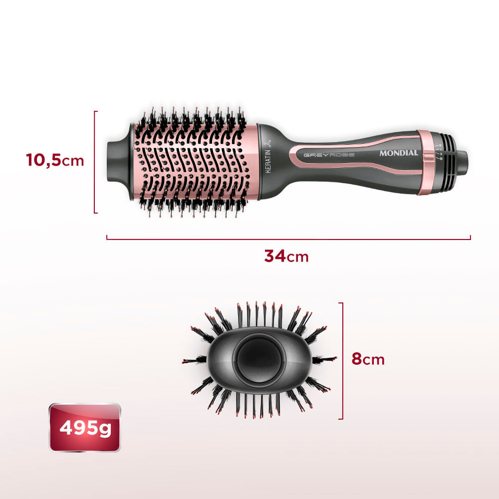 Escova Secadora Mondial Keratin ES-11-BI 1200W Grafite e Golden Rosé - Bivolt