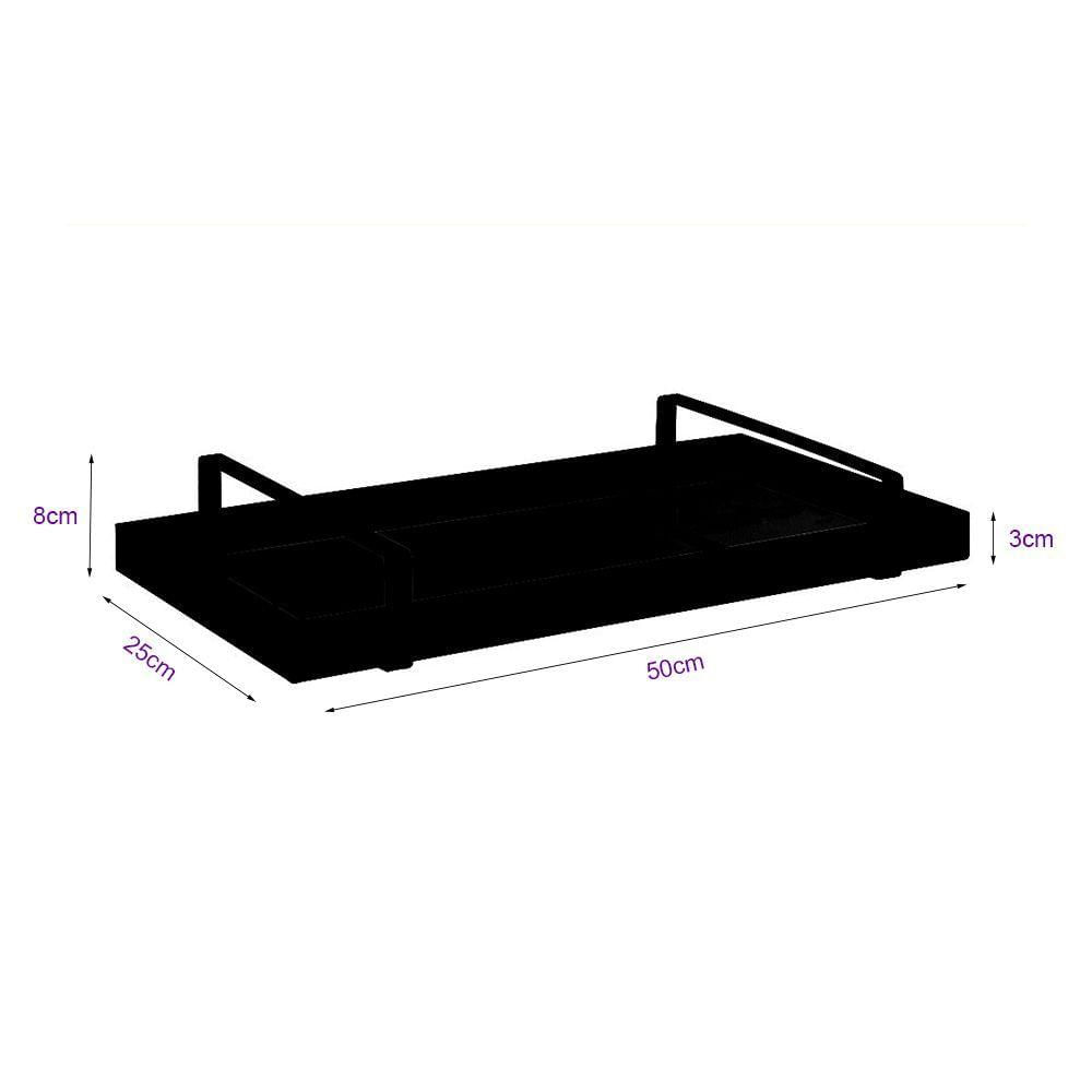 Bandeja Espelhada 25x50cm Castanho Com Alça Cobre