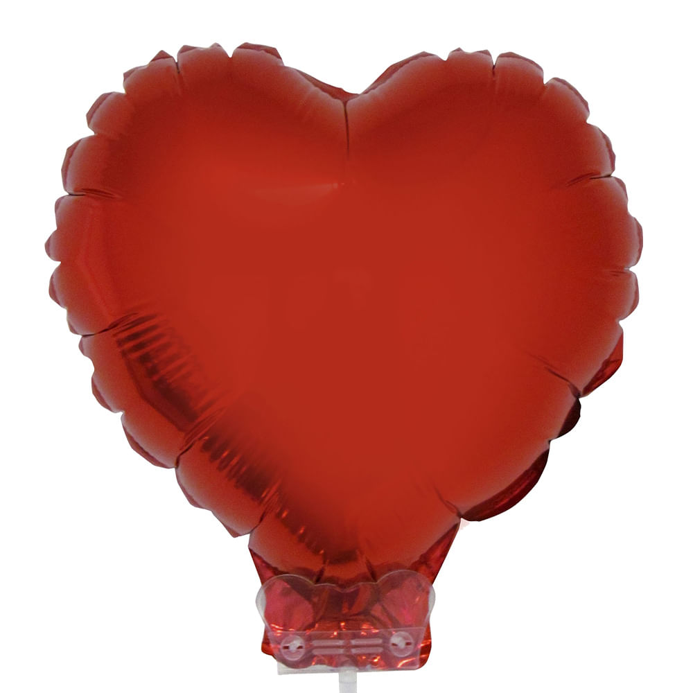 Balão Metalizado 11" Funny Coração Vermelho com Suporte