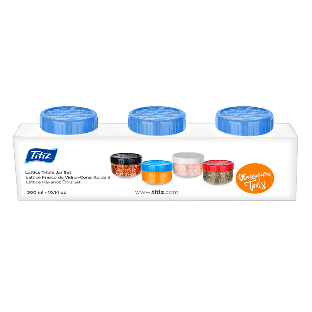 Conjunto de Potes de Vidro Le Spice com 3 Peças Azul Marinho 300ml