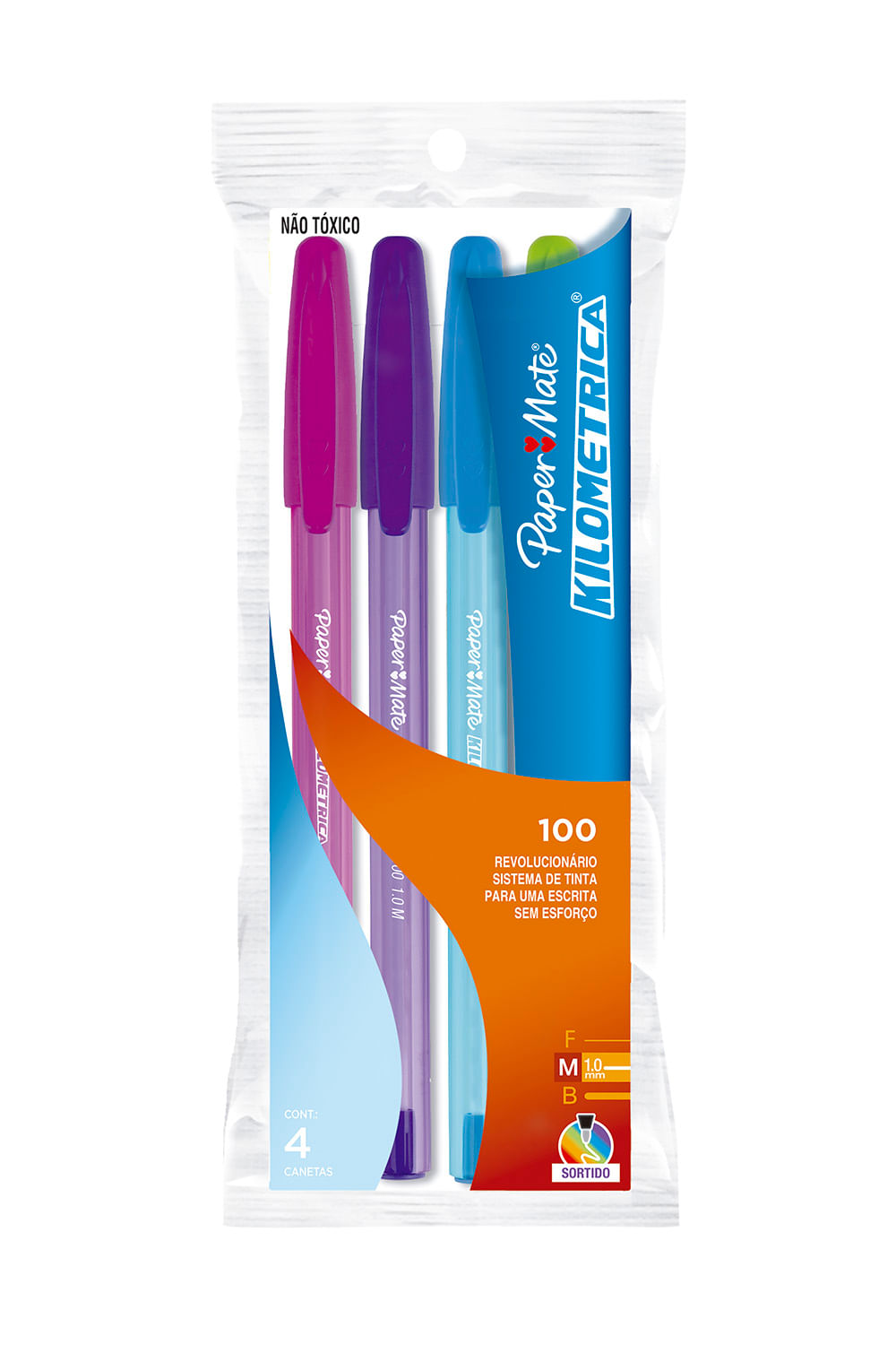 Caneta Esferográfica Papermate Colors 1.0mm com 4 Unidades