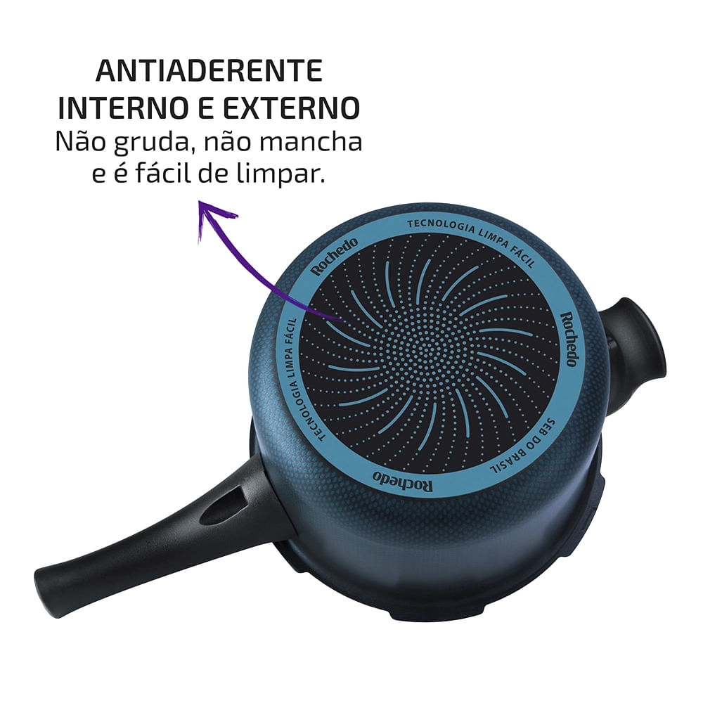 Panela de Pressão Rochedo Smart Antiaderente com Fechamento Externo 7,6L