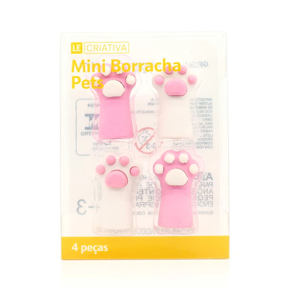 Mini Borracha Le Pets Color com 04 unidades