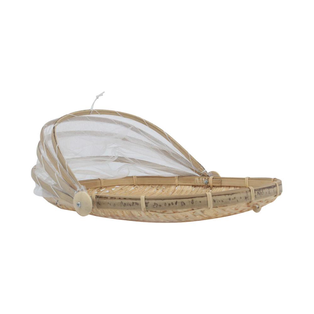 Cesta Porta Pão Oval Le Bambu com Tela 30cm