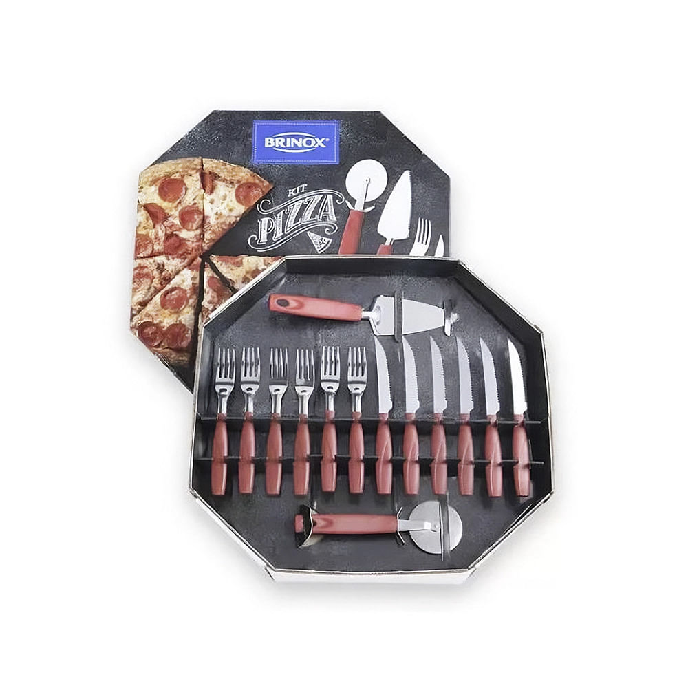 Kit para Pizza Brinox Vermelho 14 Peças