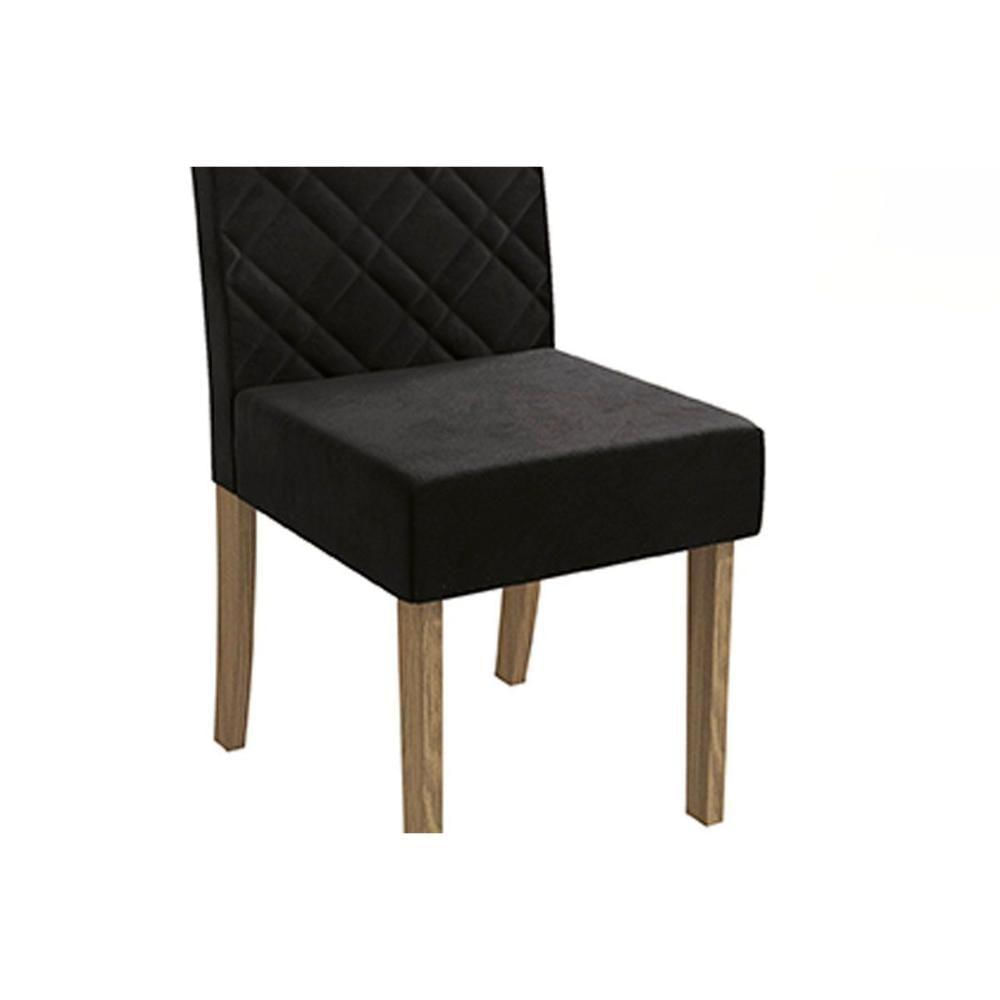 Kit 6 Cadeiras Sala Jantar 2cad149ng 6 Un Nogueira Suede Preto A038