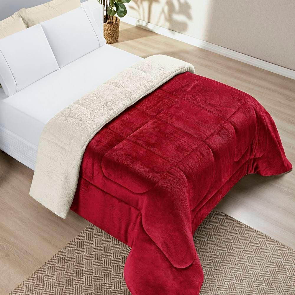 Edredom Queen Coberdrom Sherpa/mantinha Everest 1 Peça - Vermelho