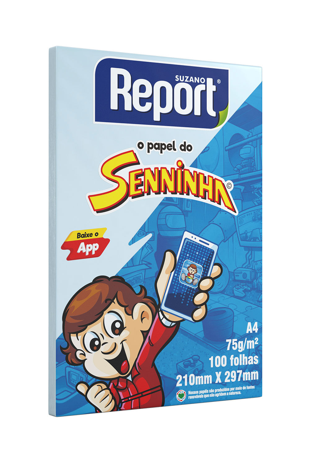 Papel Sulfite Report Seninha A4 Azul 75g com 100 Folhas