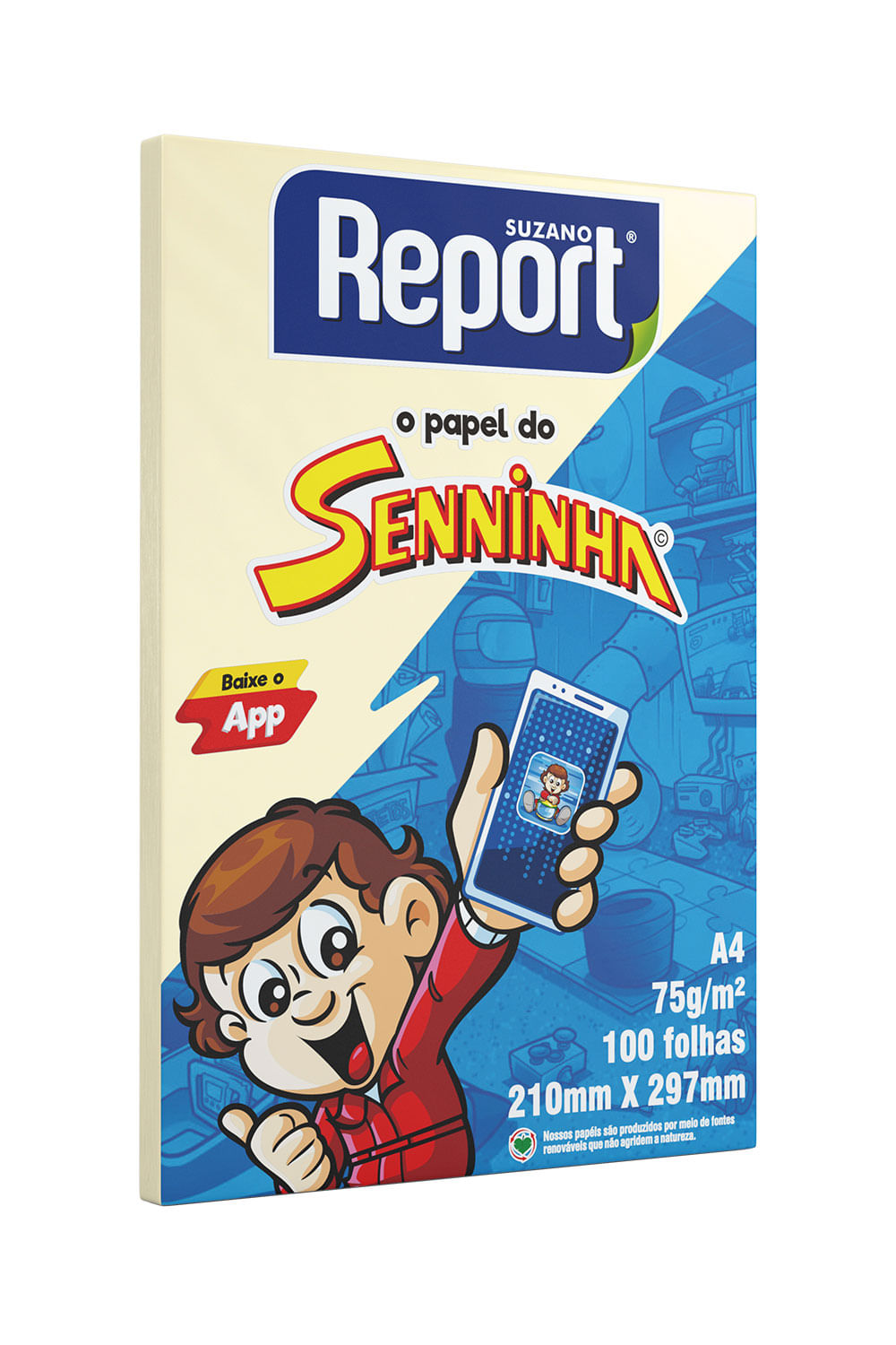 Papel Sulfite Report Seninha A4 Amarelo 75g com 100 Folhas