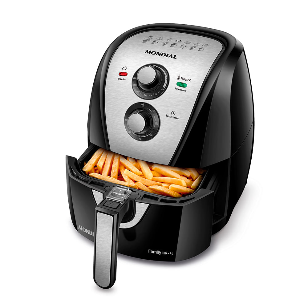 Fritadeira Elétrica Air Fryer Mondial AFN-40-BI 4L Inox/Preta - 220V
