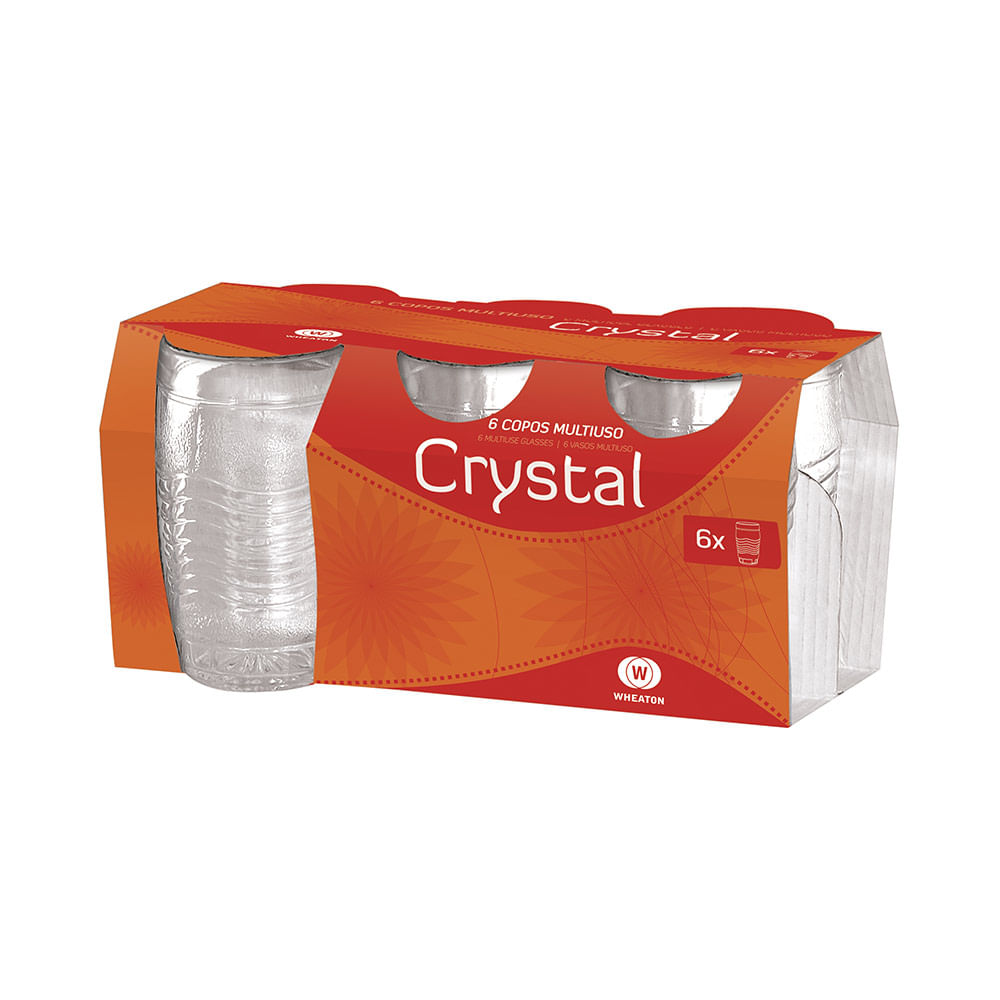 Jogo de Copo Wheaton Crystal Line em Vidro Ondulado 6 Peças 300ml