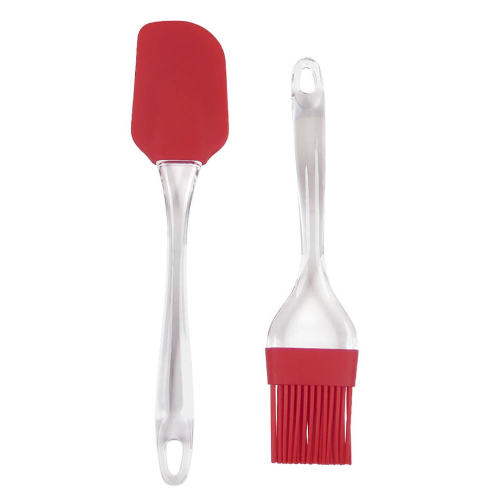 Conjunto de Pincel e Espátula Le Saveur em Silicone e Cabo Plástico - Item Sortido