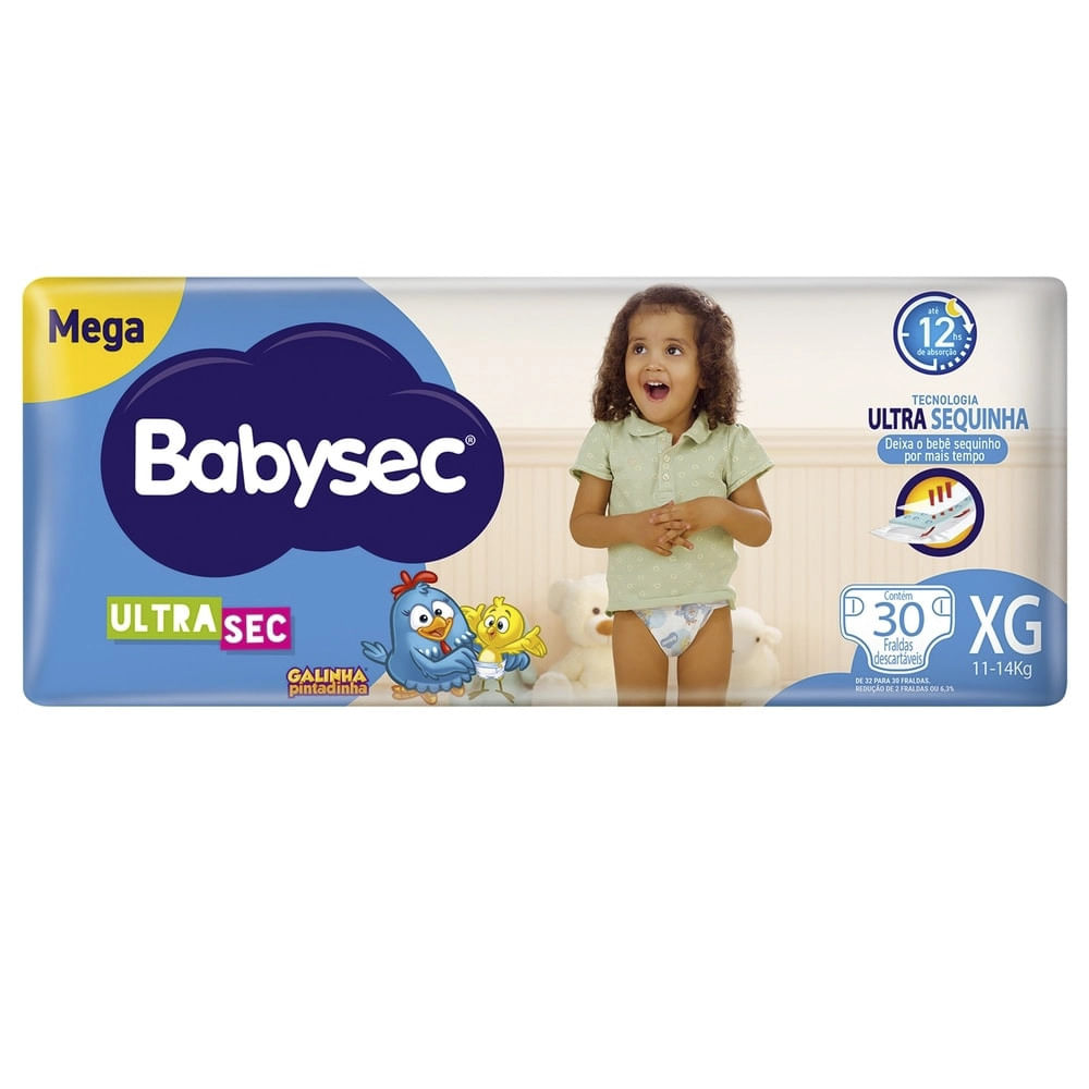 Fralda Descartável Babysec Ultra Mega XG com 30 Unidades