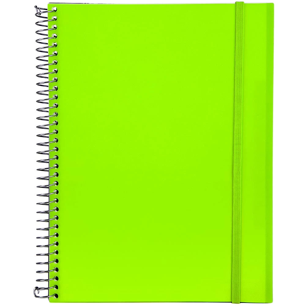 Caderno Universitário Confetti Espiral Capa Plástica Le Black Neon 1 Matéria Aba Elástico 96 Folhas