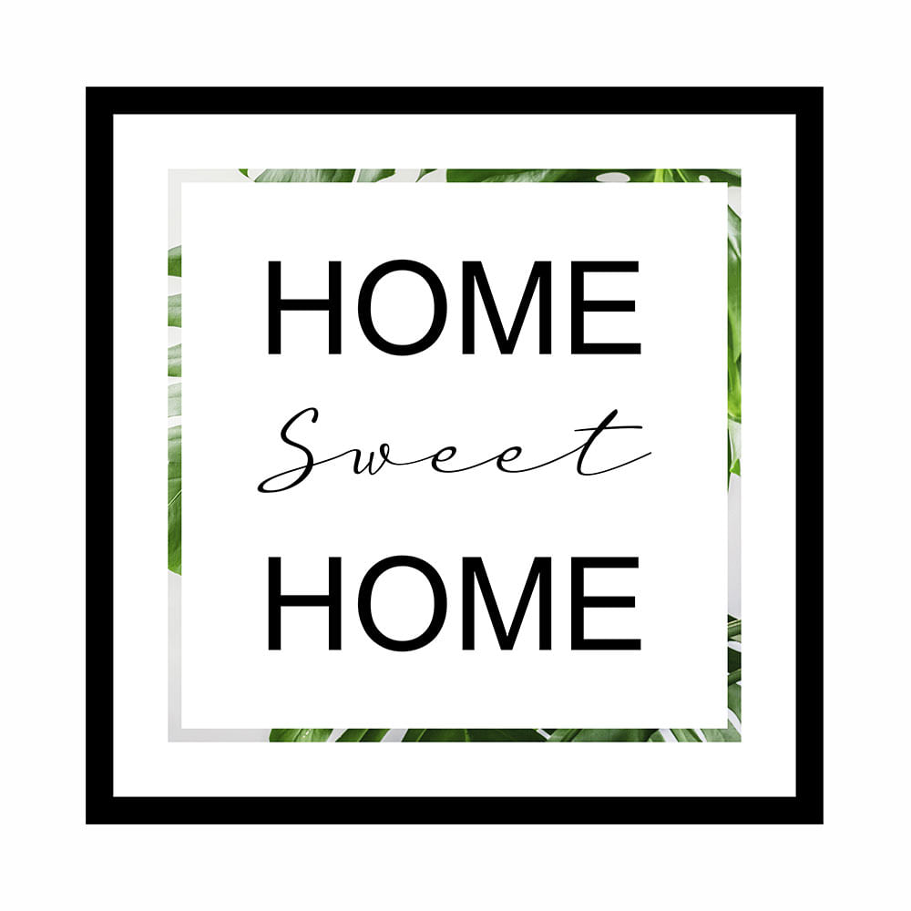 Quadro Kapos 27x27cm Mdf Folhagem Home Sweet Home