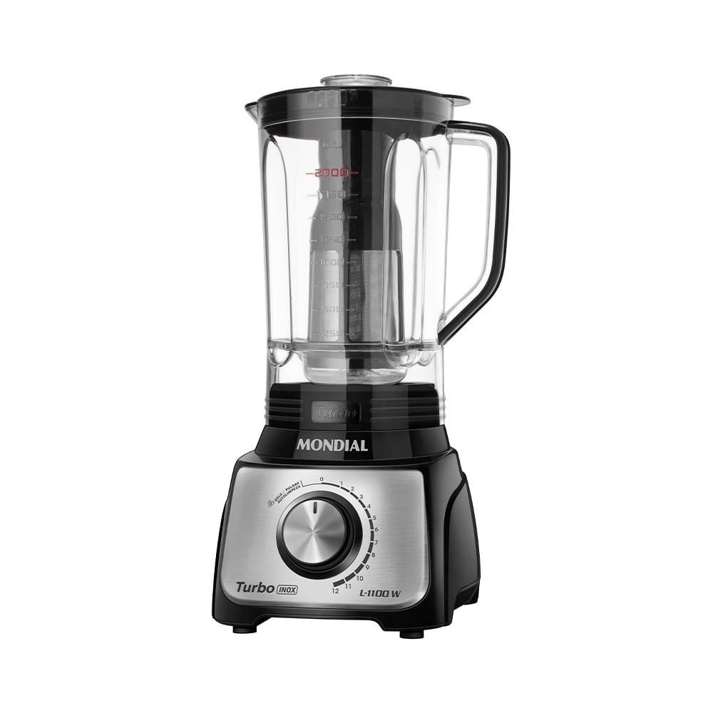 Liquidificador Turbo Mondial 220V 1100W Preto/Inox - L-1100 BI