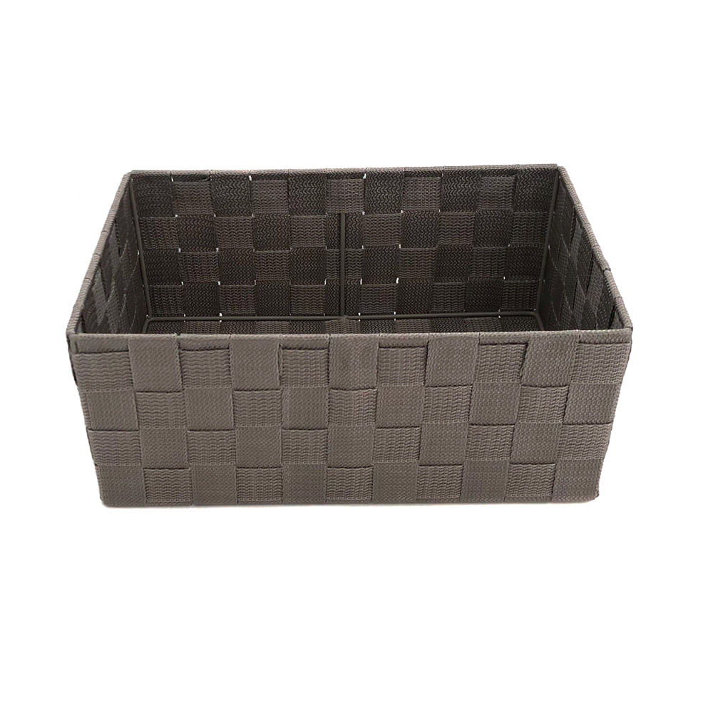 Cesta Organizadora Le de Nylon Trançada com Alça Cinza 23x15x11cm