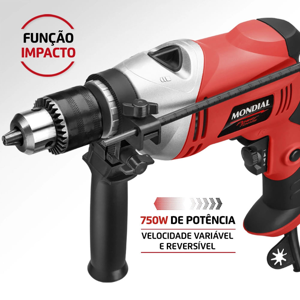 Furadeira de Impacto Mondial FFI-05 Elétrica - 750W 127V