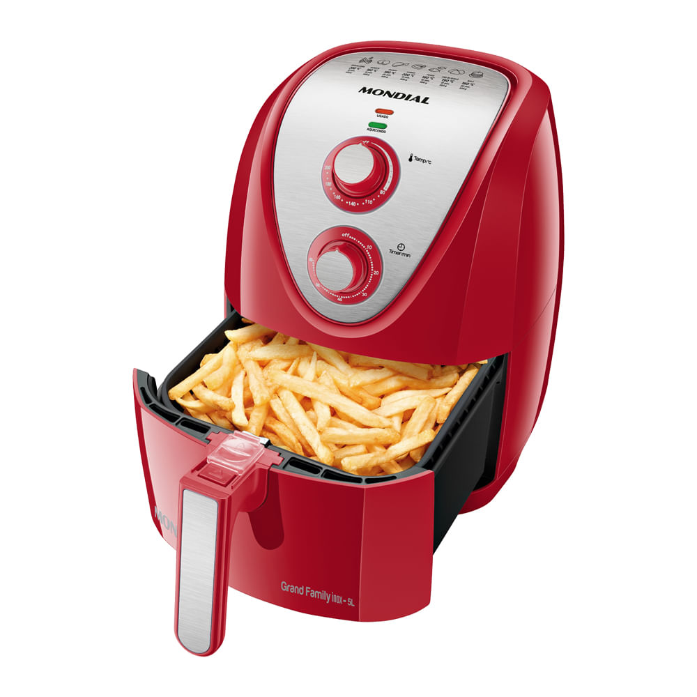 Fritadeira Elétrica Air Fryer Mondial Grand Family Inox AFN-50-RI 5L Vermelha - 127V