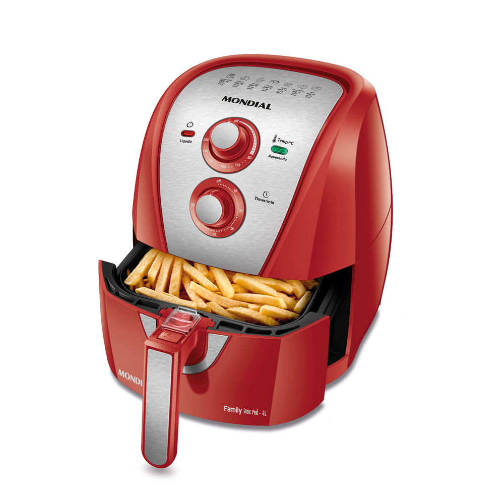 Fritadeira Elétrica Air Fryer Mondial AFN-40-RI 4L Inox/Vermelha - 127V