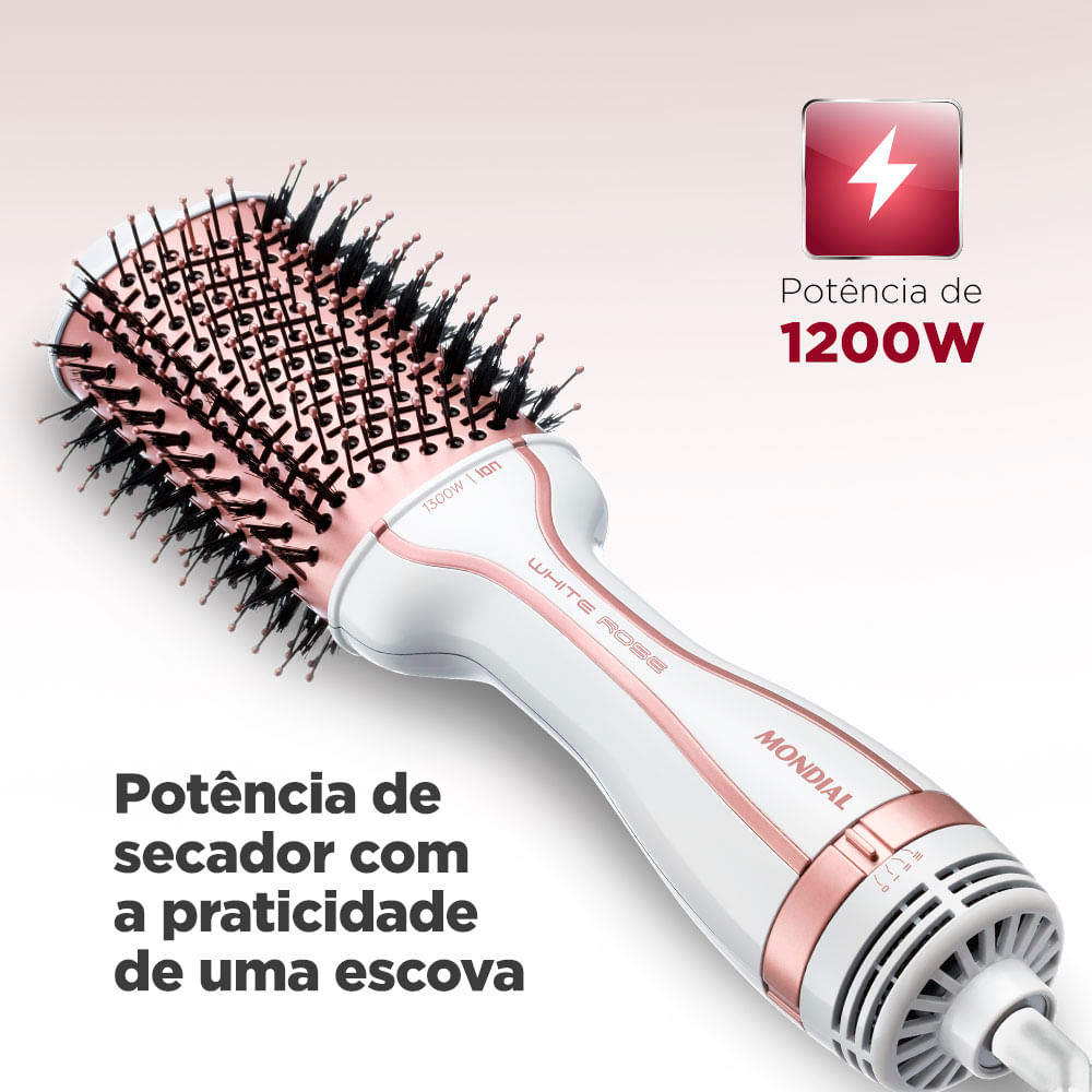 Escova Secadora Mondial ES-50 1200W Branco e Rosé Gold - Bivolt