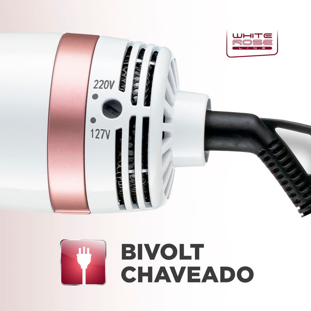 Escova Secadora Mondial ES-50 1200W Branco e Rosé Gold - Bivolt