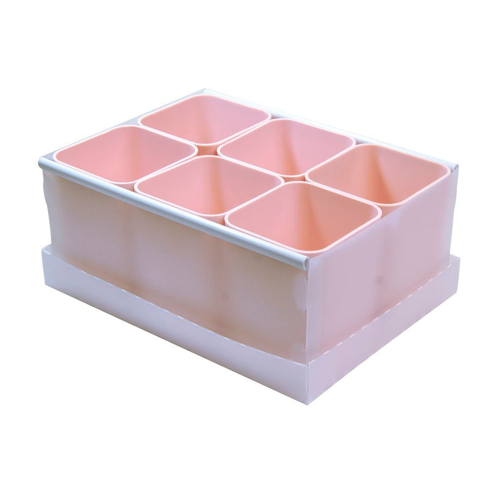 Caixa Organizadora Dello com 6 Divisórias Rosa 24,5x17,5x10,2cm