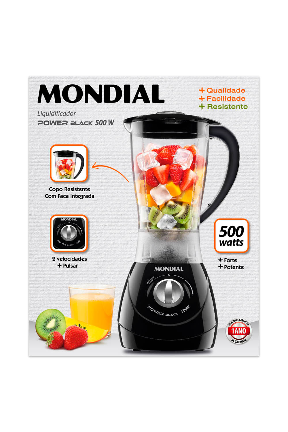 Liquidificador Mondial Power 2 Black L-28 Preto - 127V