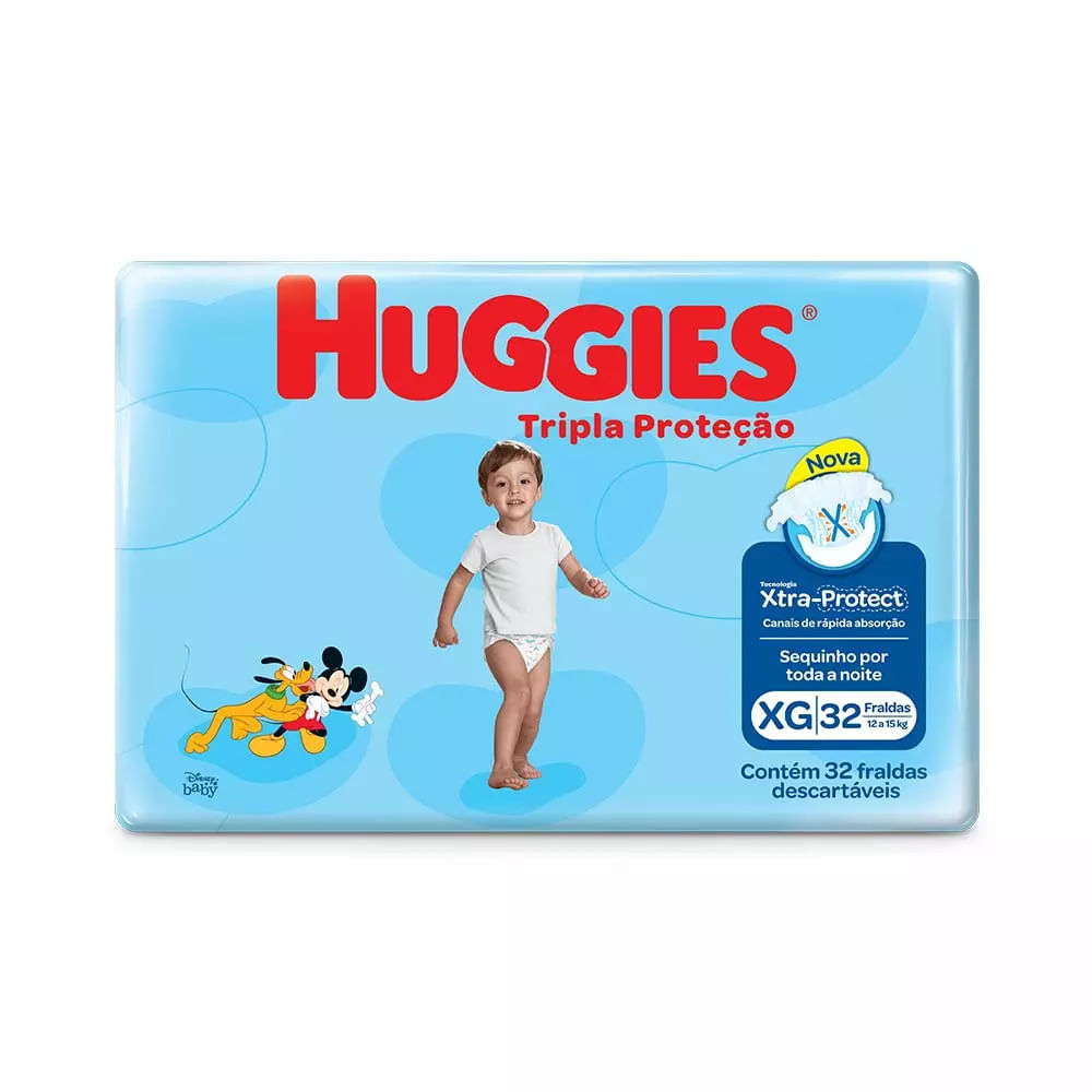 Fralda Descartável Huggies Tripla Proteção Tamanho XG com 32 Unidades