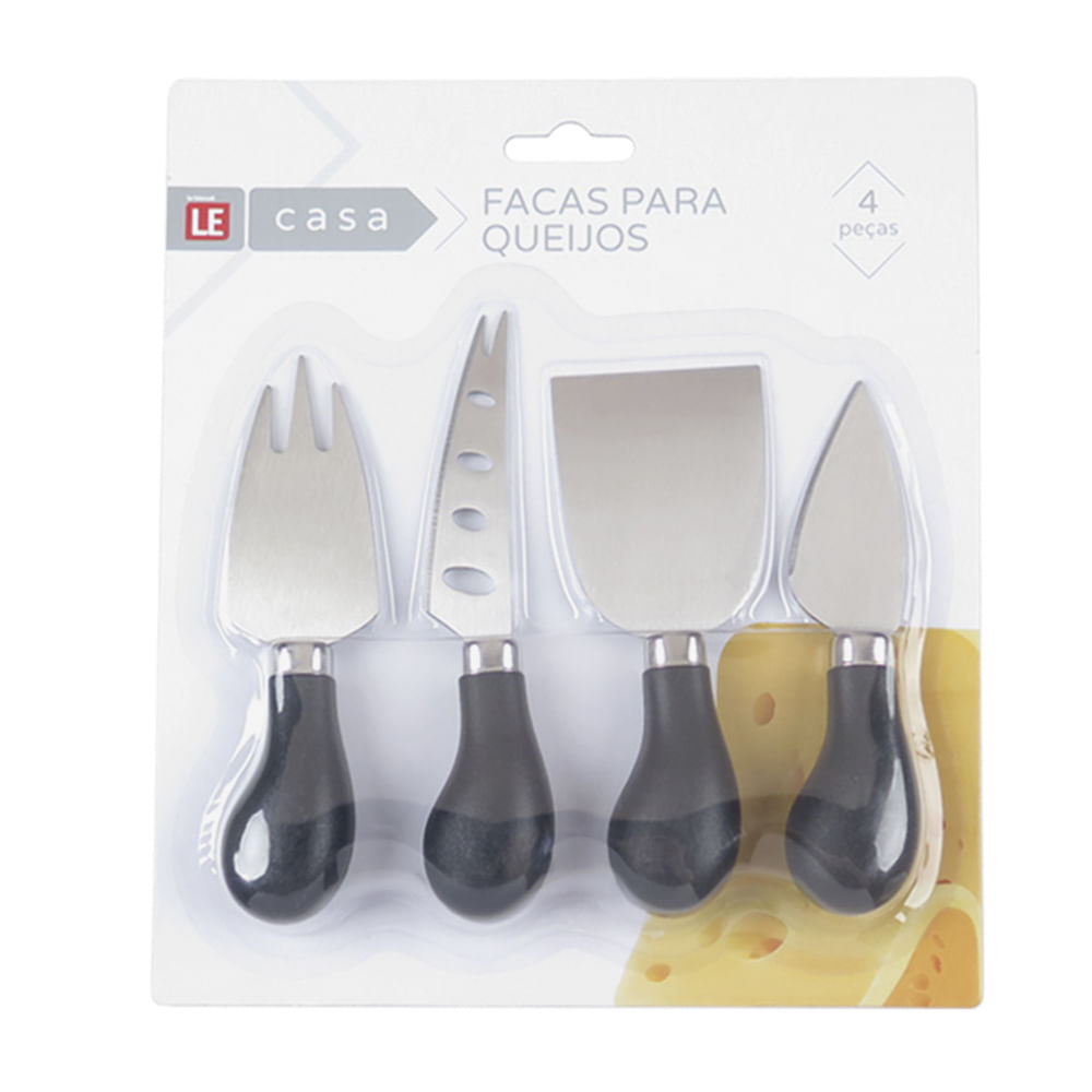 Kit para Queijos Le Saveur Inox e Plástico 4 Peças