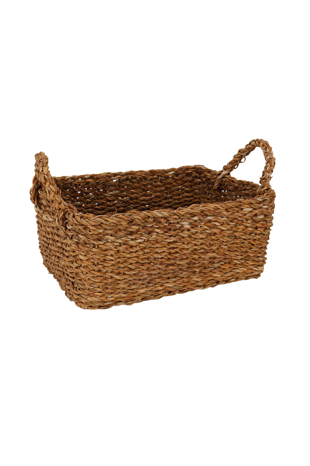 Cesta Le Dhaka de Rattan Bege com Alça Retangular 36x27x15cm