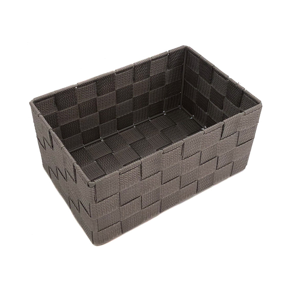 Cesta Organizadora Le de Nylon Trançada com Alça Cinza 23x15x11cm