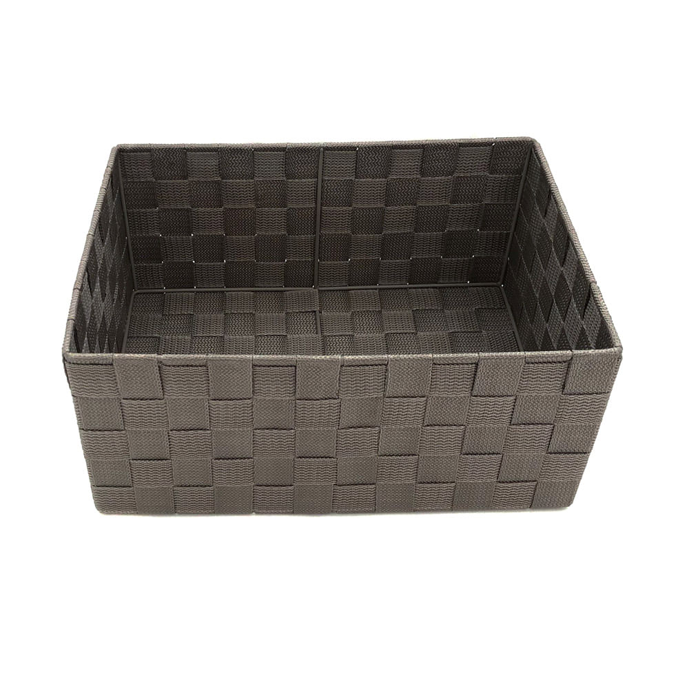 Cesta Organizadora Le de Nylon Trançada com Alça Cinza 19x11x8cm