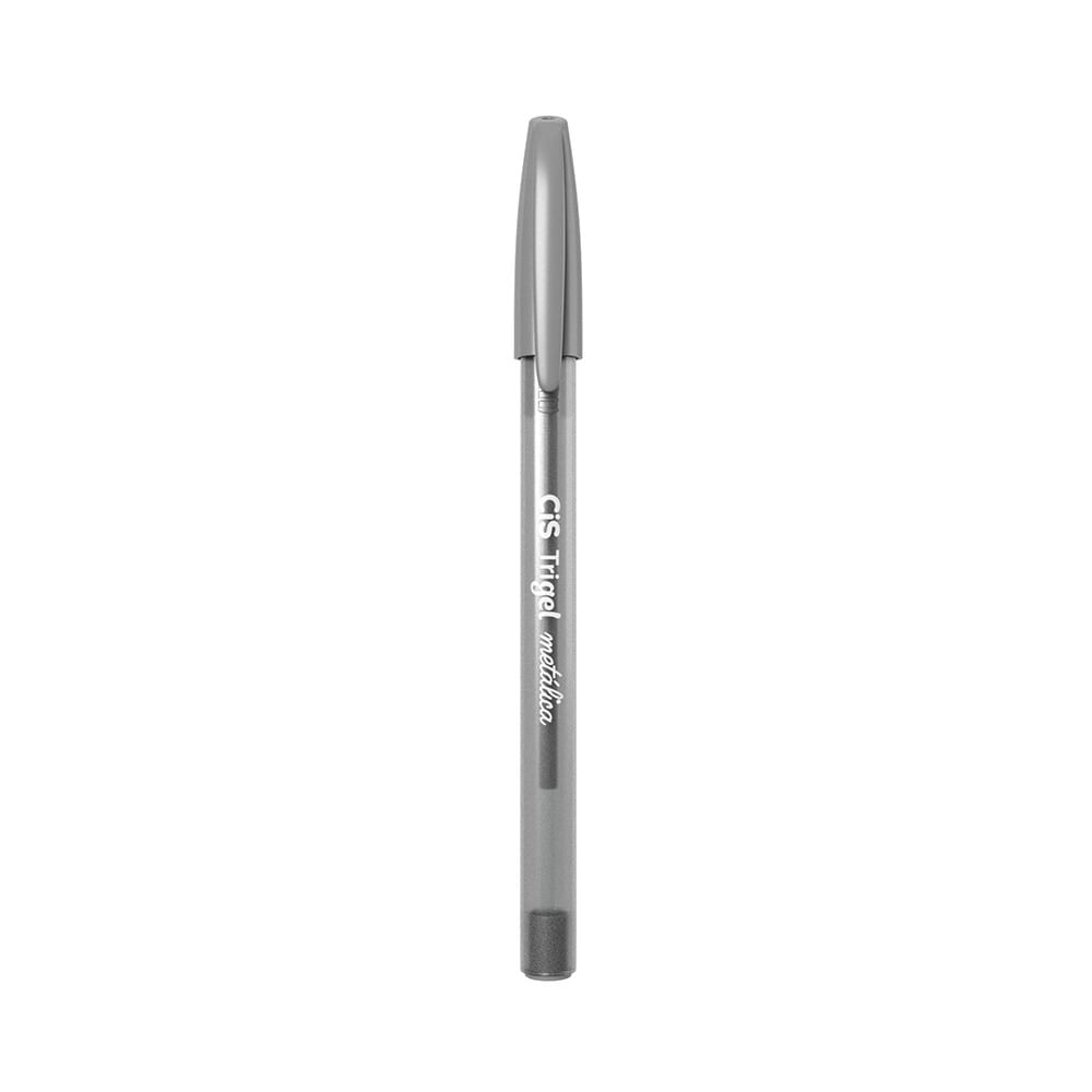 Caneta Gel Cis Trigel Corpo Triangular Tinta Metálica Prata 1.0mm