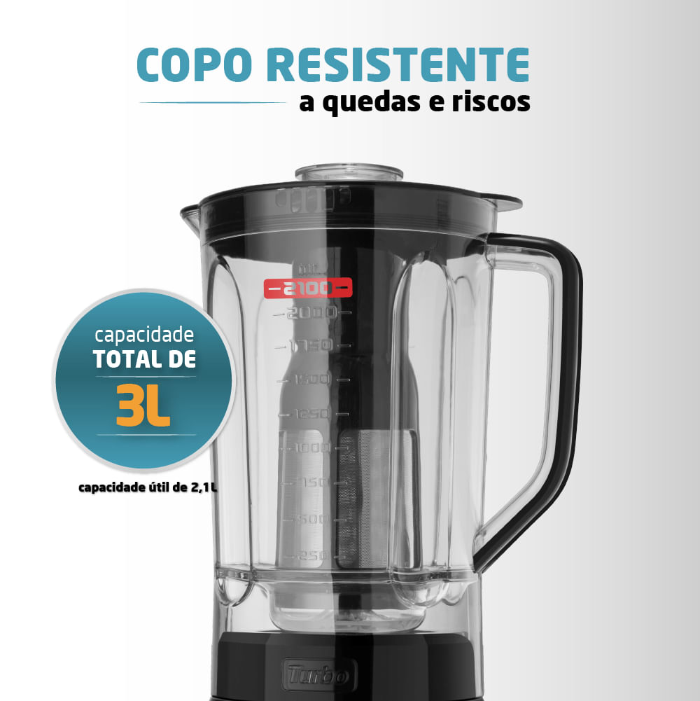 Liquidificador Mondial Turbo Black L-1200 BI 110