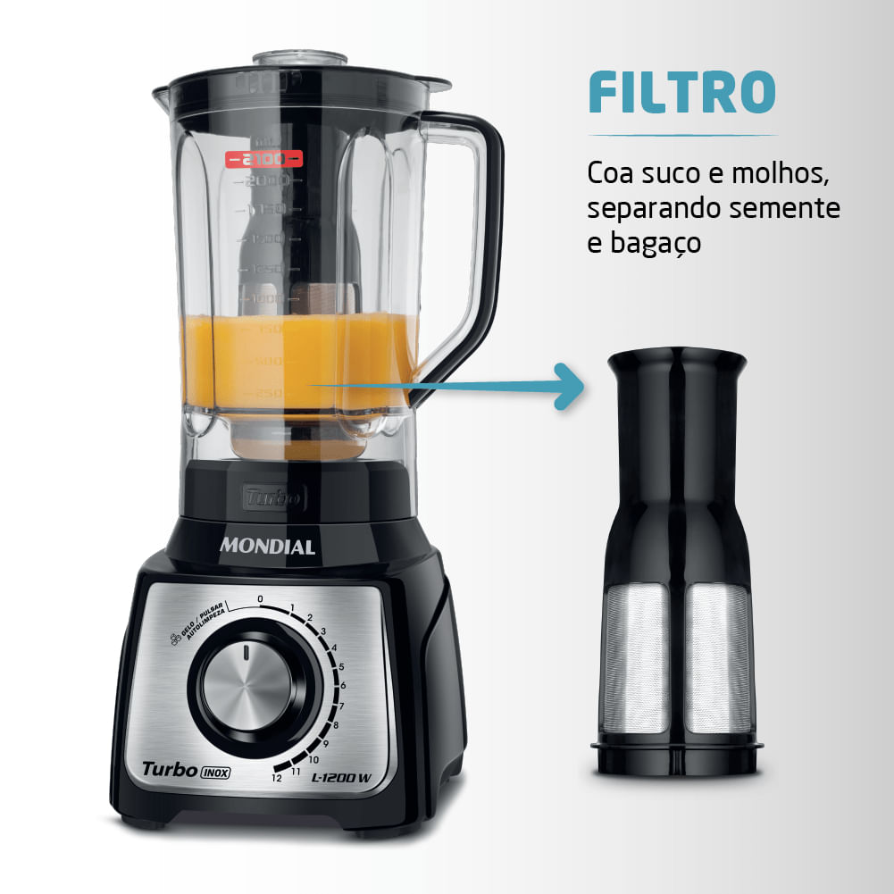 Liquidificador Mondial Turbo Black L-1200 BI 110