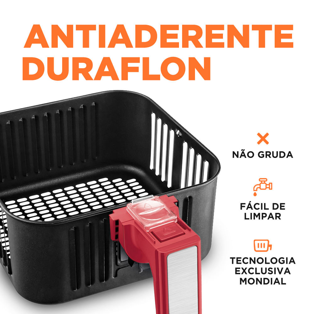 Fritadeira Elétrica Air Fryer Mondial AFN-40-RI 4L Inox/Vermelha - 127V