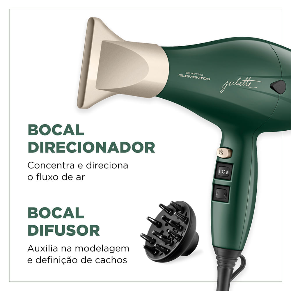 Secador de Cabelo By Juliette Mondial Verde Oliva 2000W - SCP-JU-02 110